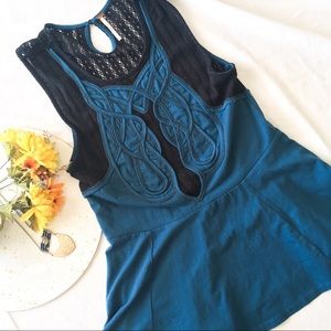 Free People peplum and lace embellished tank